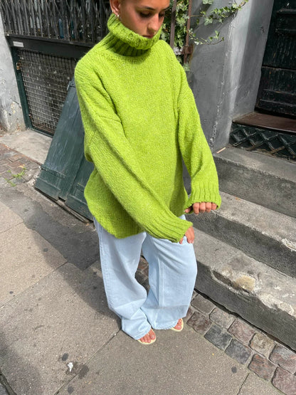 Pull Oversize Paola vert anis, vue 8