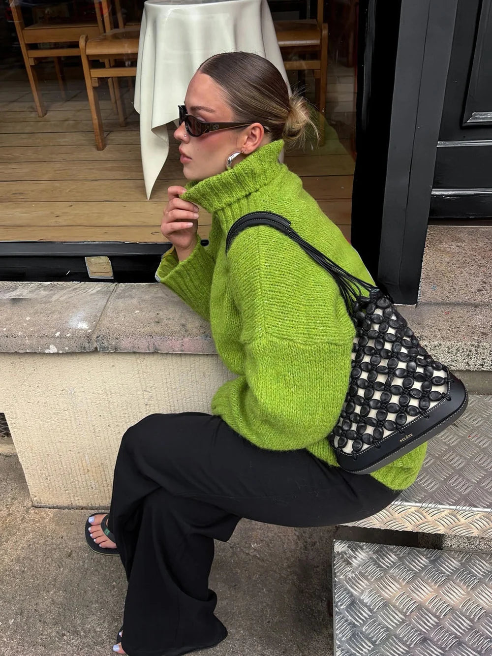 Pull Oversize Paola vert anis, vue 4
