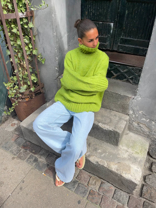 Pull Oversize Paola vert anis, vue 1