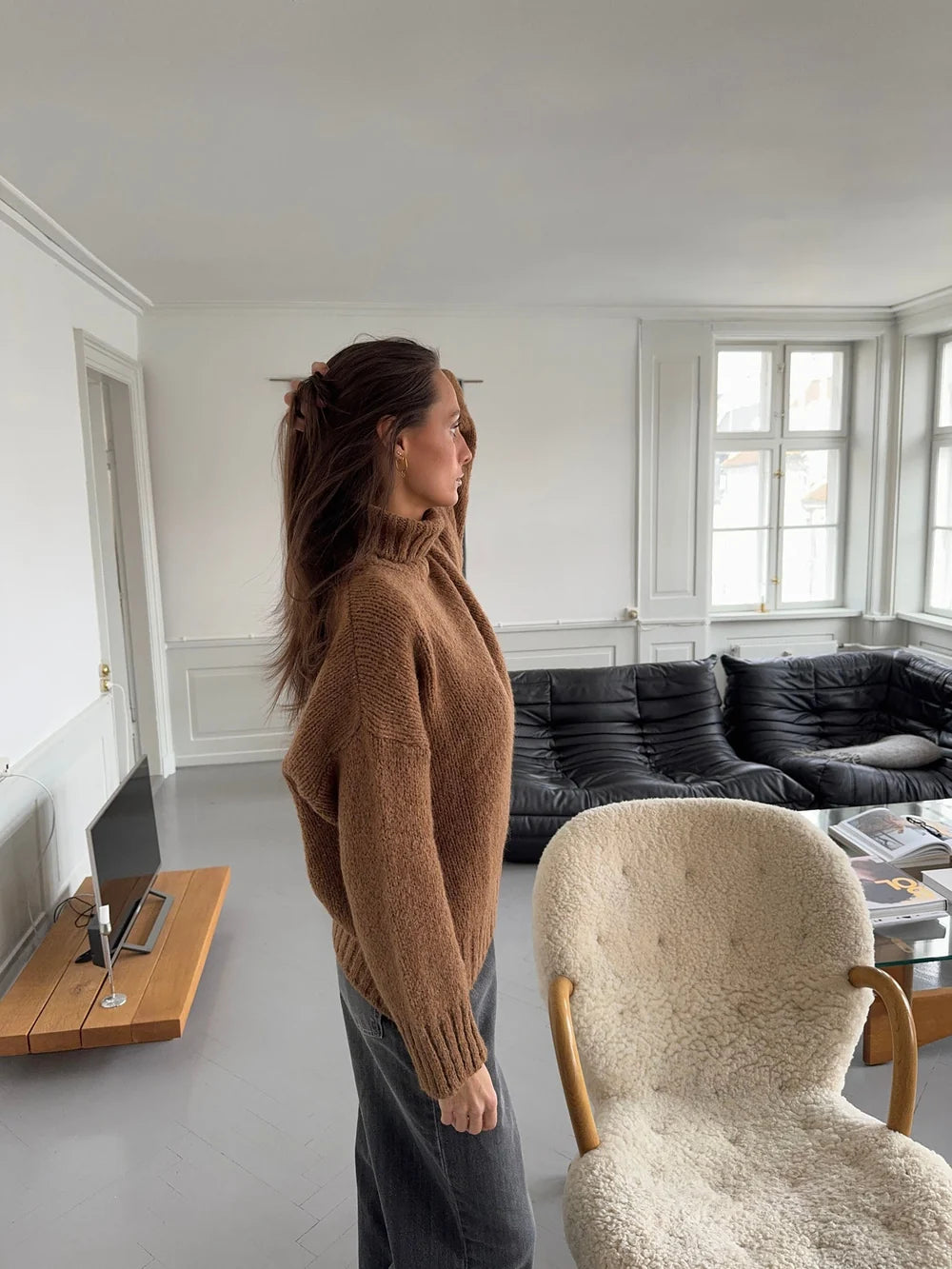 Pull Oversize Paola camel, vue 6