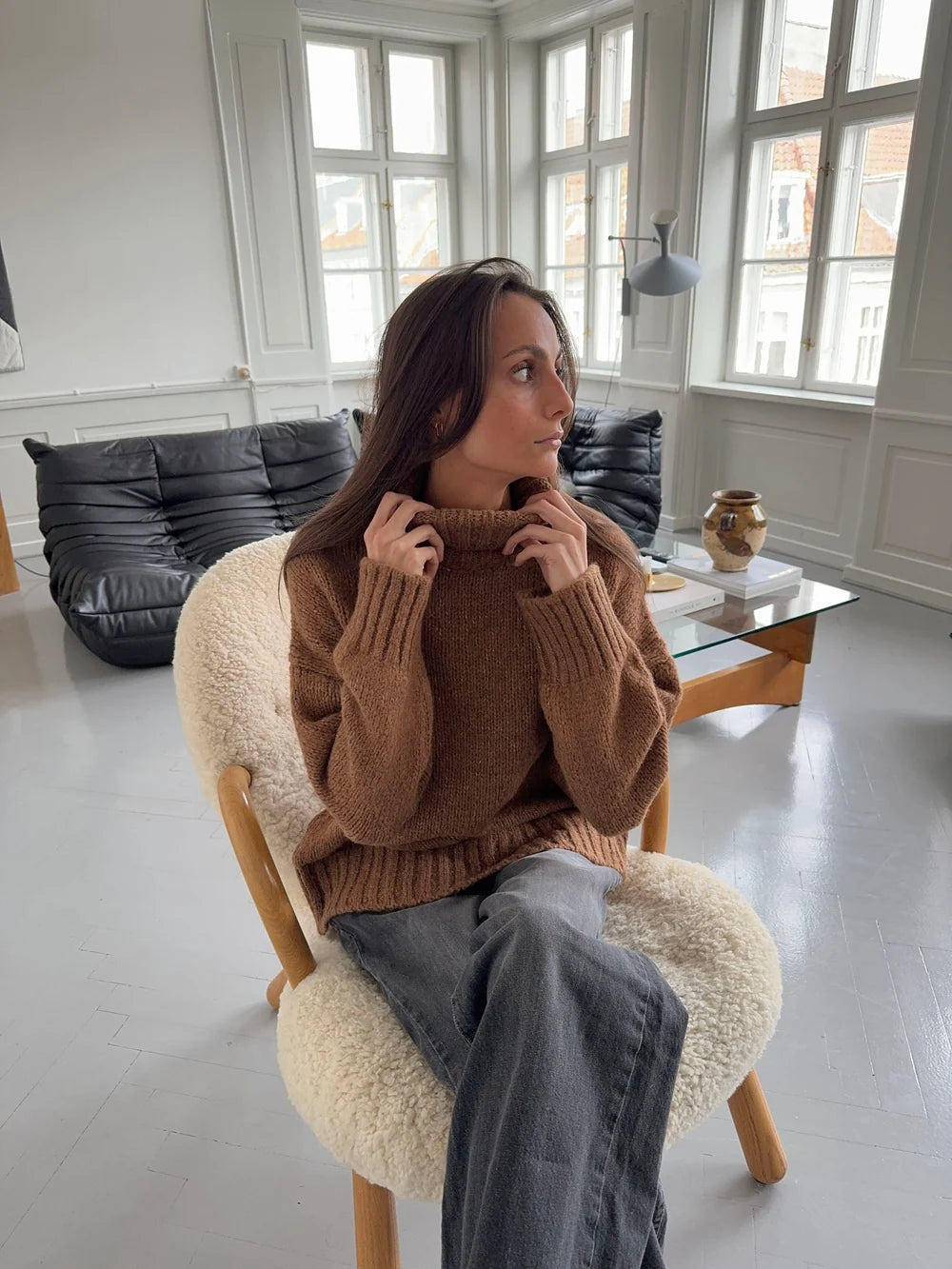 Pull Oversize Paola camel, vue 5