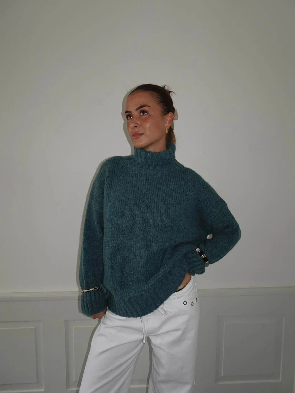 Pull Oversize Paola bleu canard, vue 7