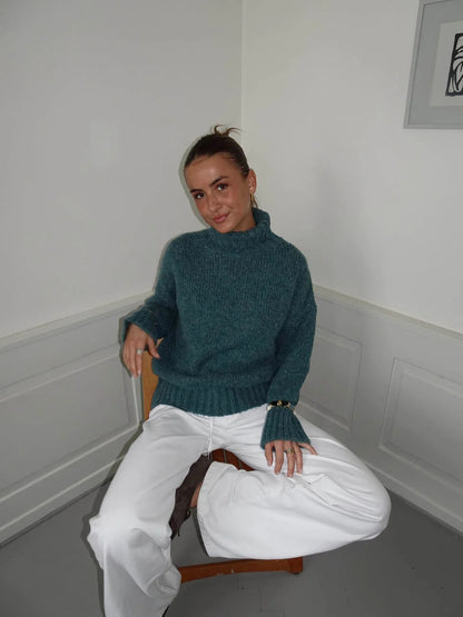 Pull Oversize Paola bleu canard, vue 4