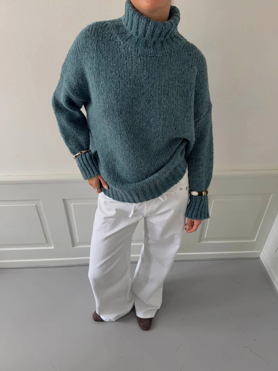 Pull Oversize Paola bleu canard, vue 2