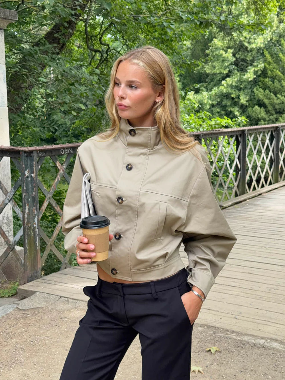 Veste Bomber Zoralie beige, vue 7