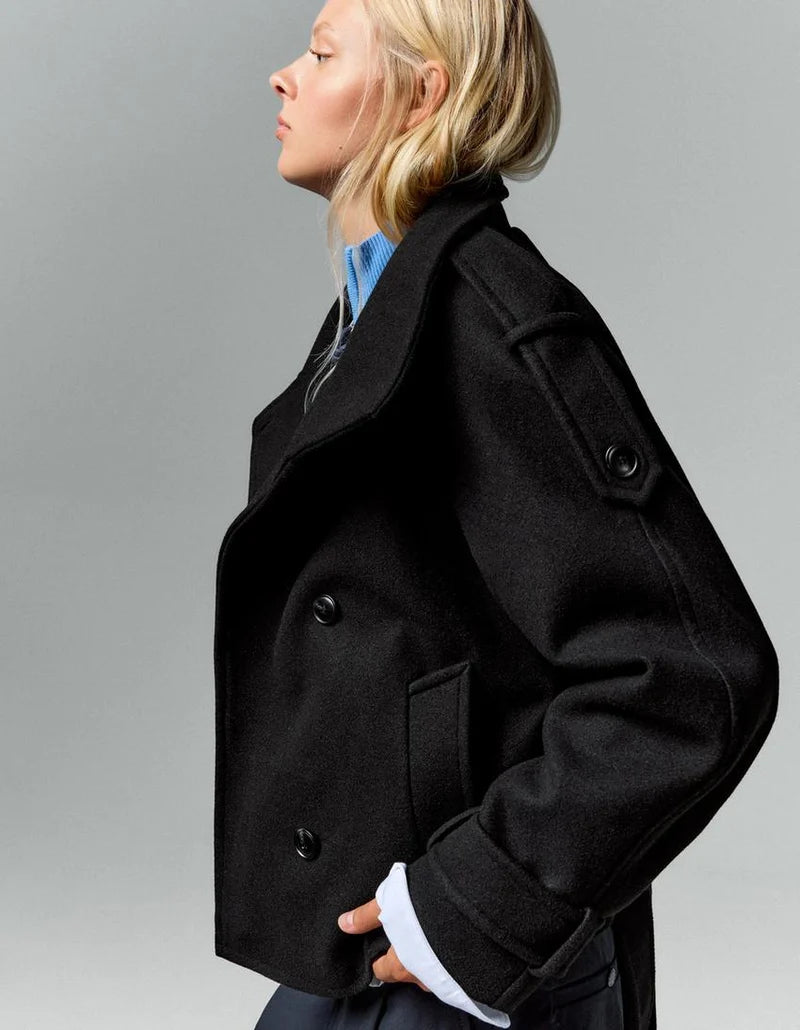 Manteau Analie noir vu de profil