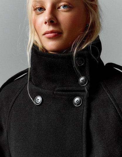 Manteau Analie noir, détail du col